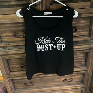 “Kick the dust up” black tank top size: large